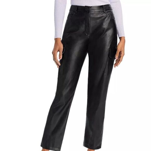 Lucy Paris Faux Leather Cargo Women’s Pants Size Large NWT Zip Fly - Picture 1 of 1